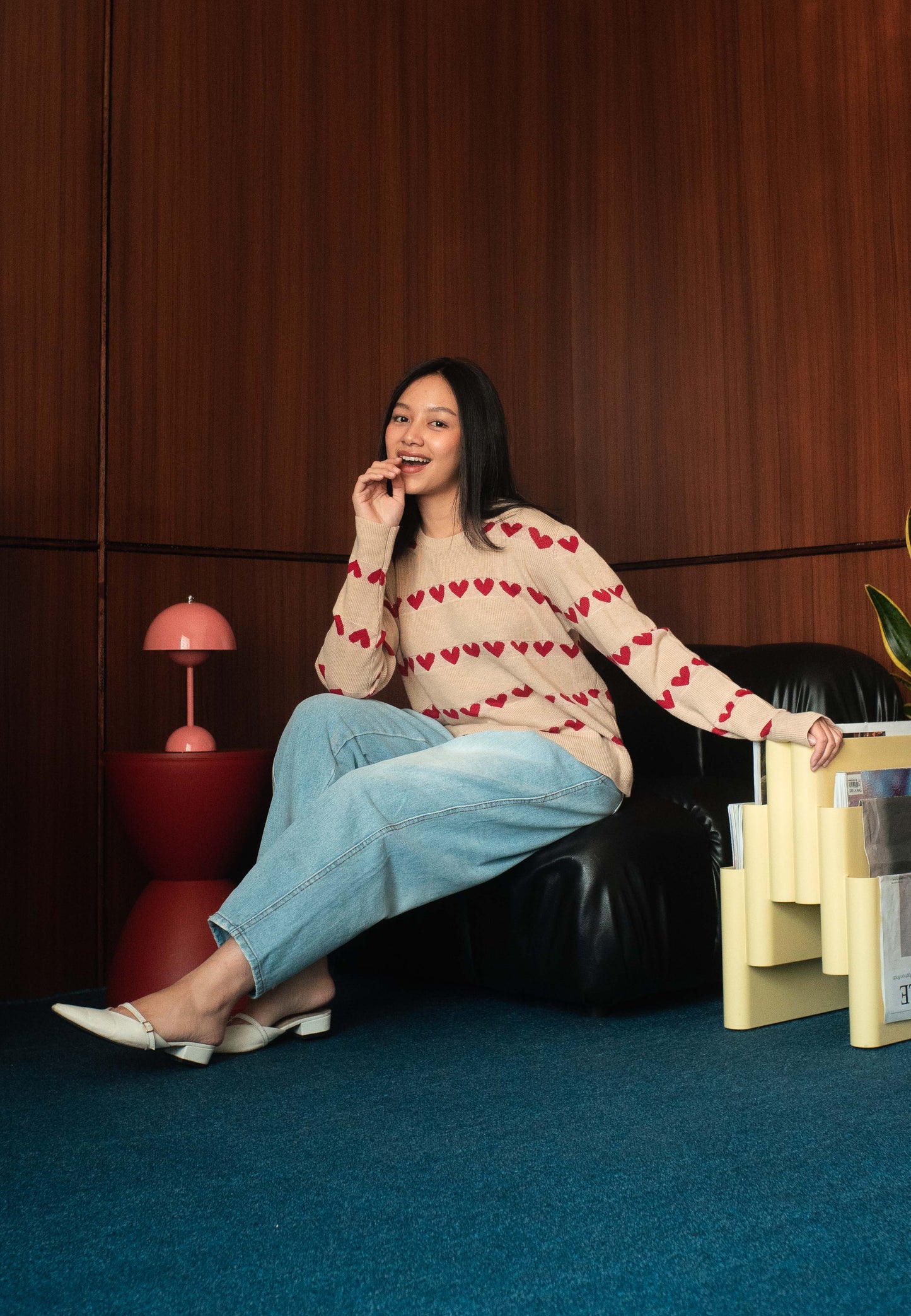 NONAETAL CUPID SPACE KNIT TOP LONG SLEEVE BEIGE