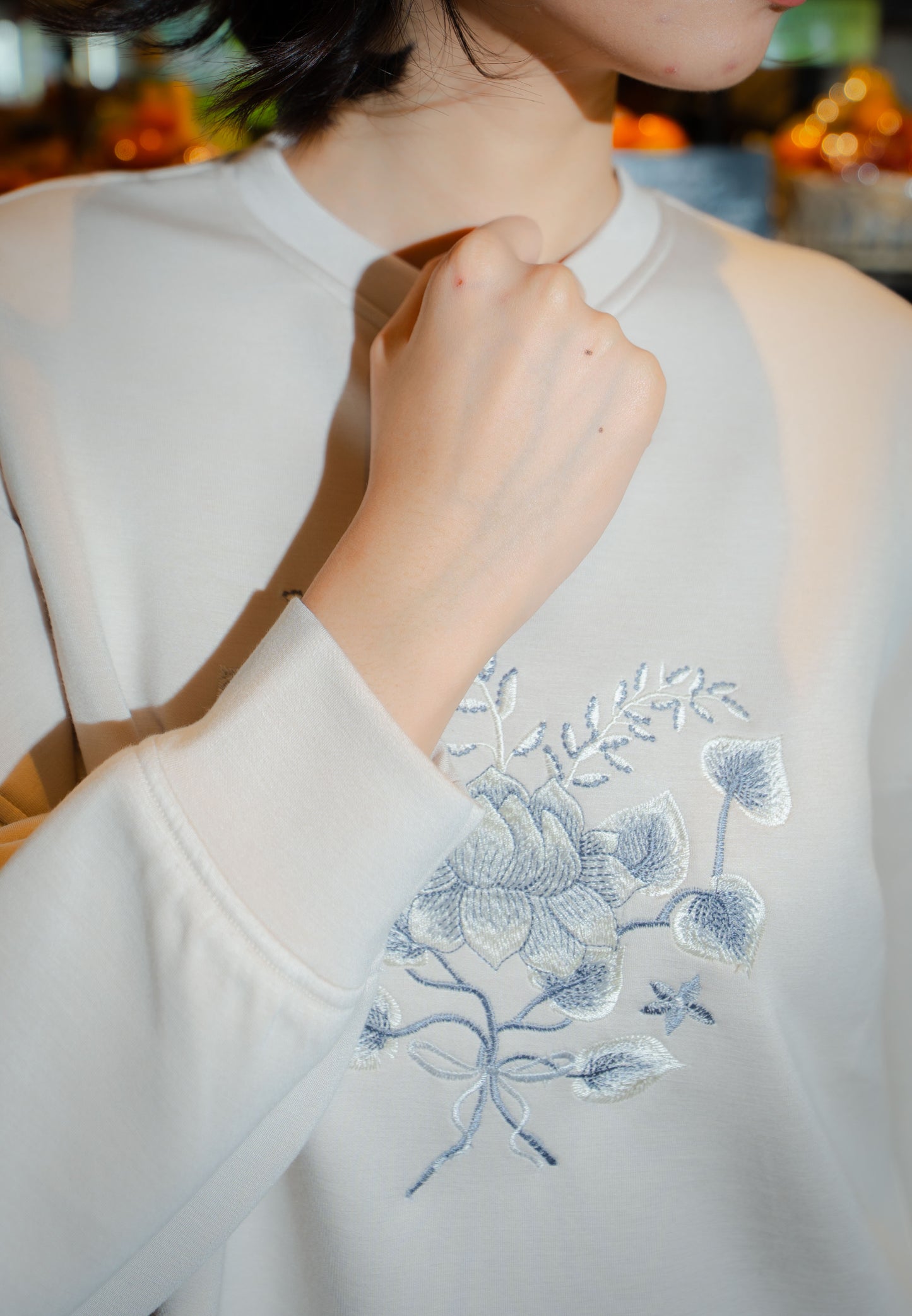 NONAETAL HAILEY LOTUS TOP LONG SLEEVE CREAM