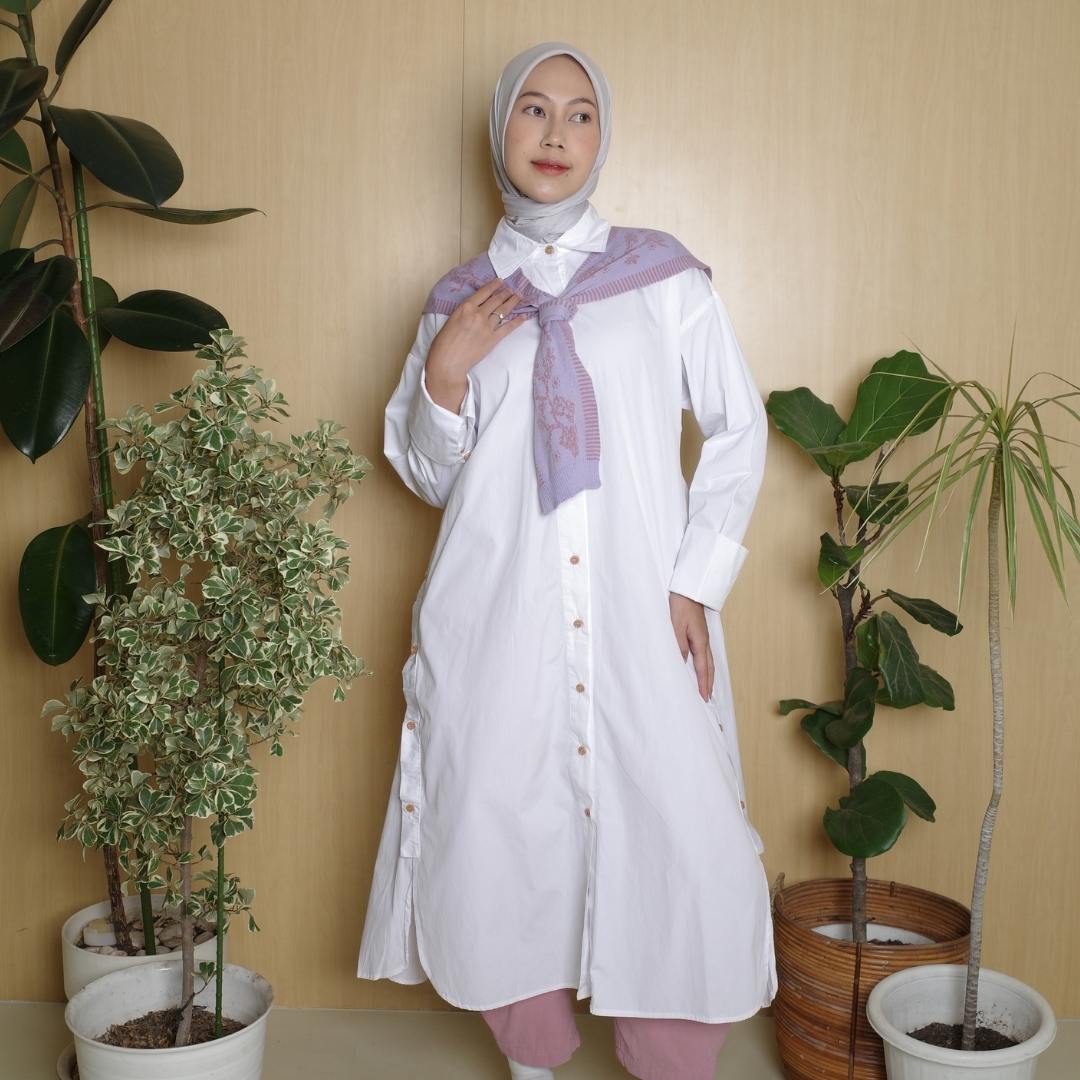 NONAETAL ORIGIN KNIT SHAWL DRESS BROKEN WHITE
