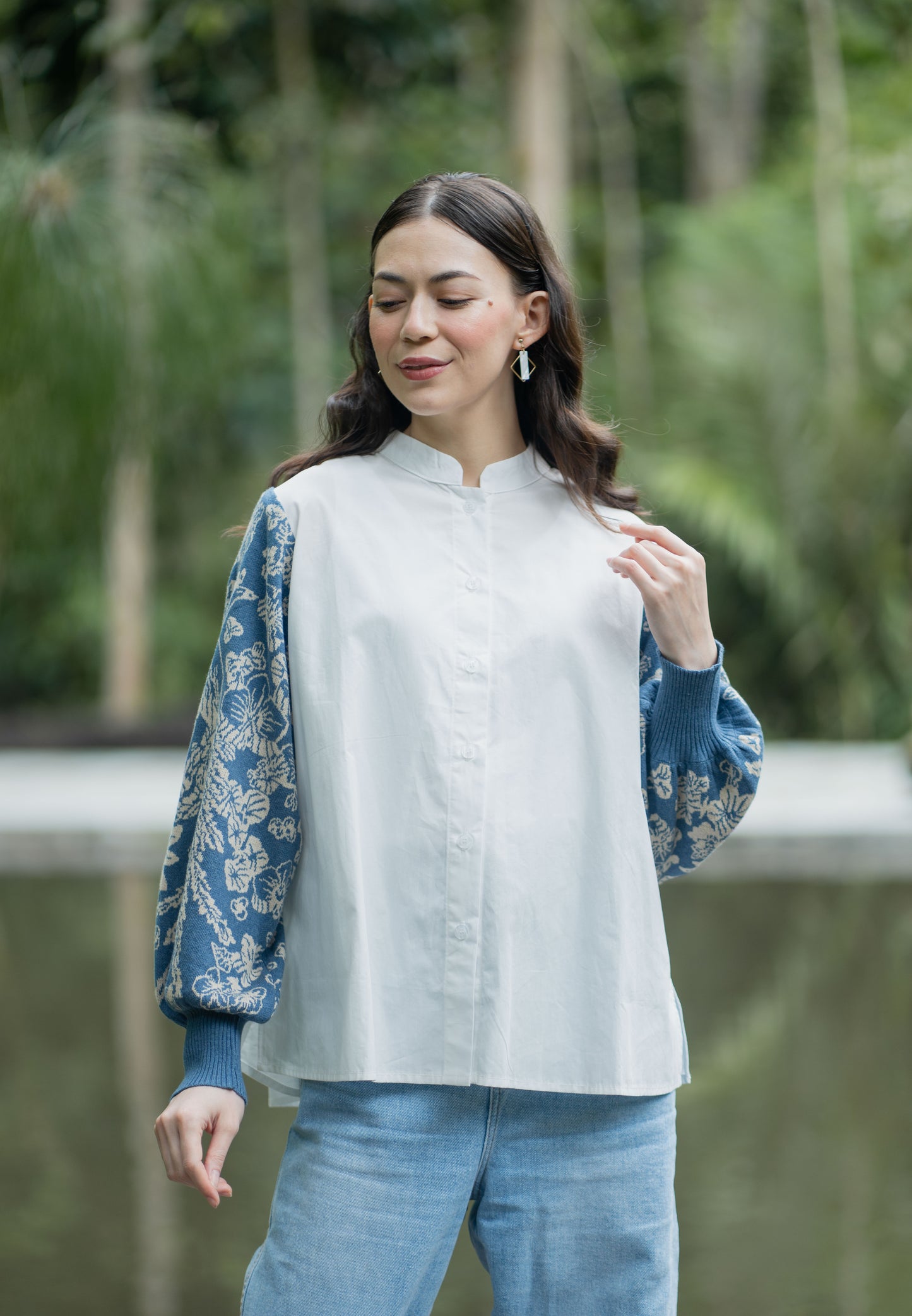 NONAETAL NEW OSAKA HERITAGE TOP KNIT BROKEN WHITE - BLUE