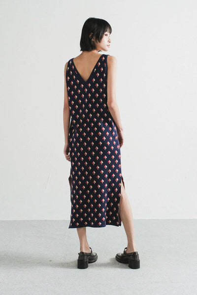 Amalie 海军蓝黑桃针织连衣裙