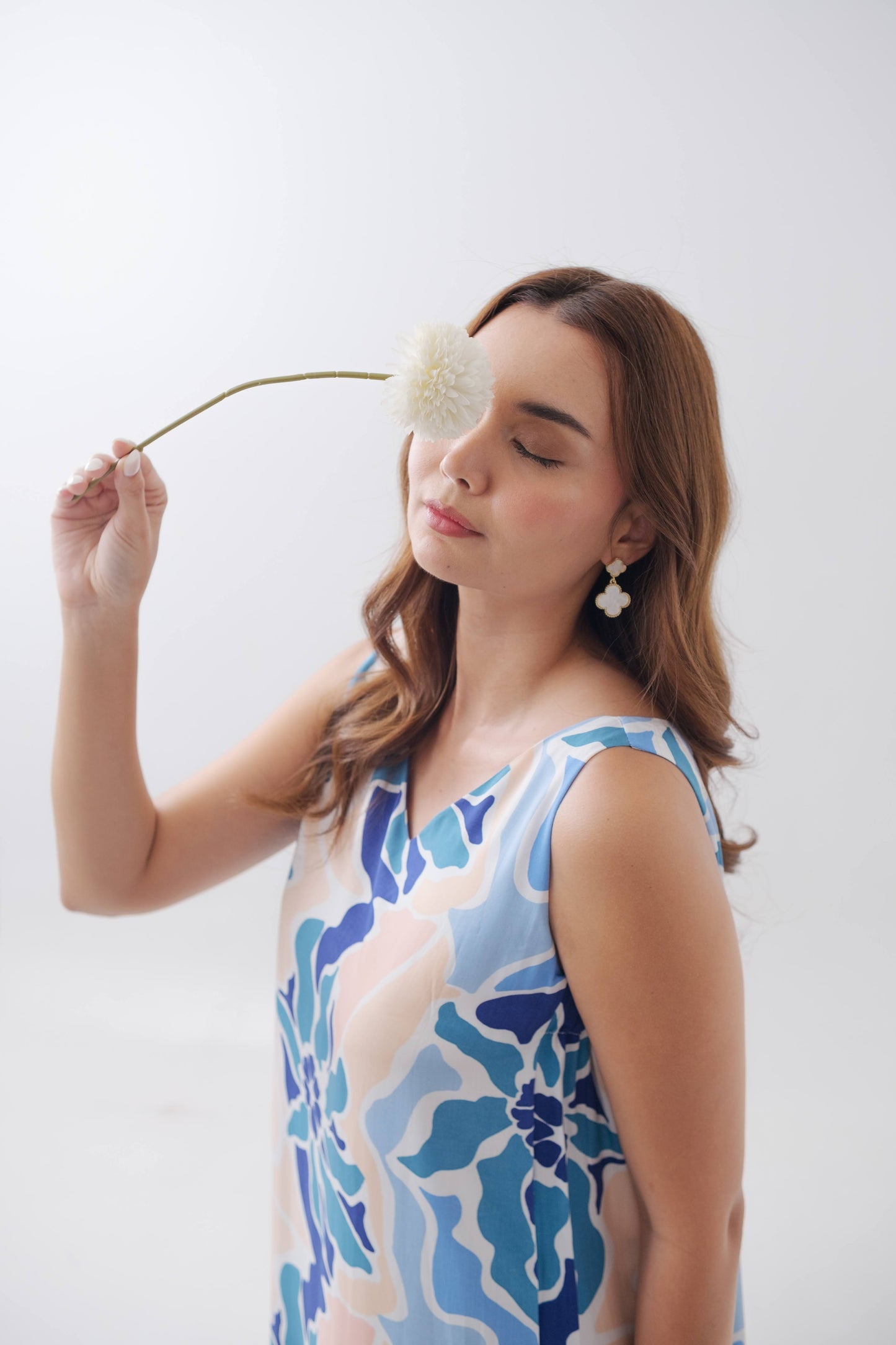 MERIDIAN DRESS AQUA PETAL