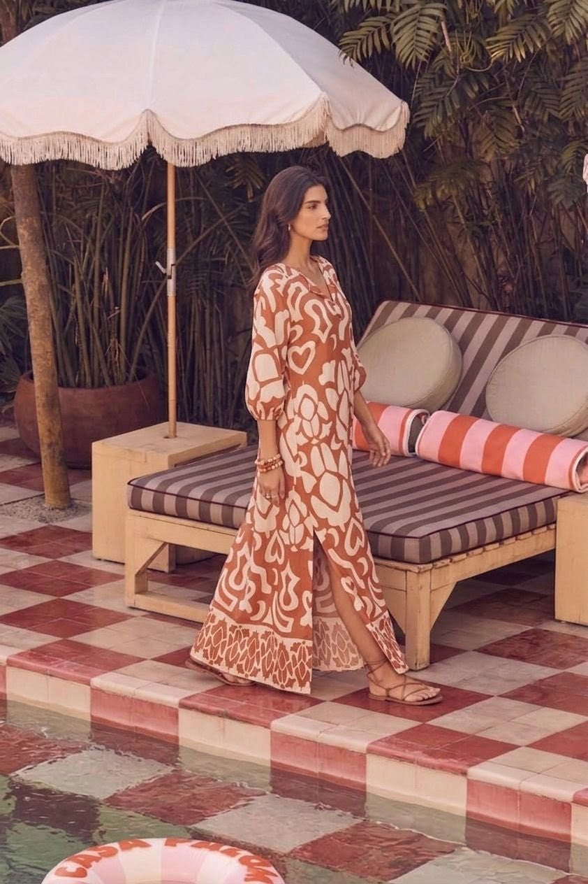 MARISELA DRESS MIRAGE BROWN