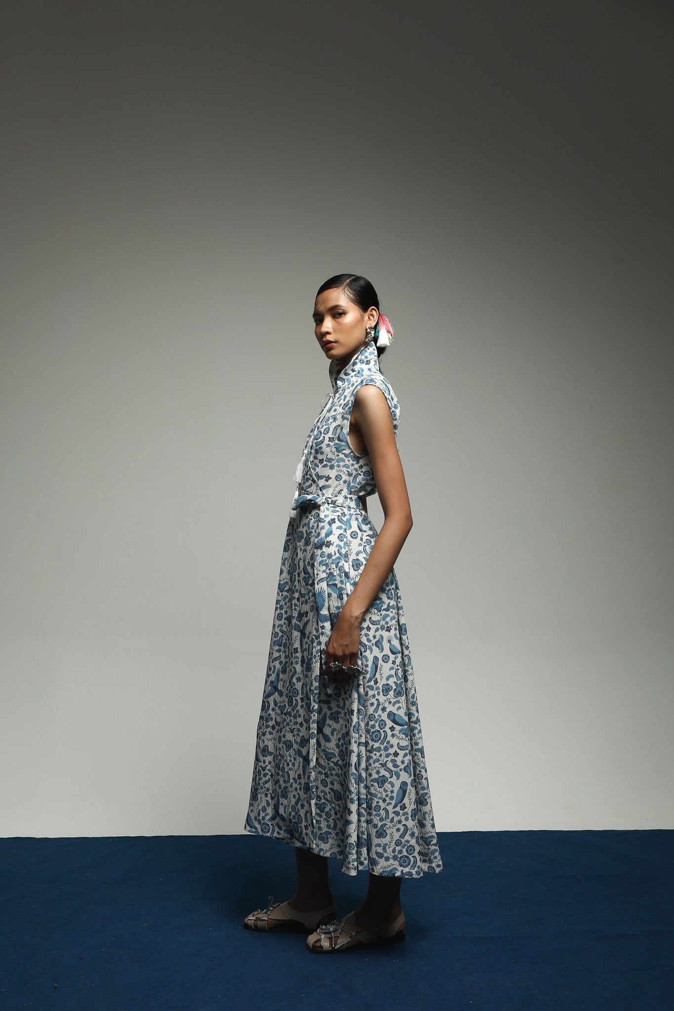 PURANA SLEEVELESS DRESS TROPIPELAGO BIRDS OFF-WHITE (PRE-ORDER)