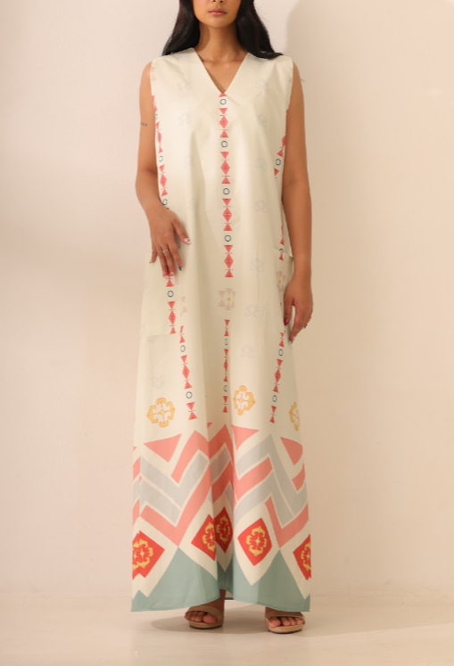 BEIGE SLEEVELESS MAXI DRESS