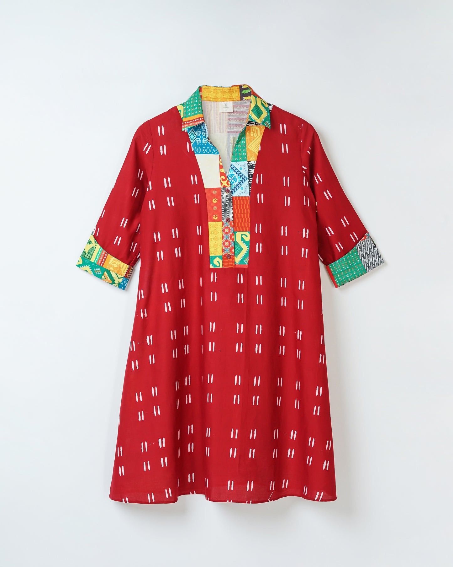 Shibori Patchwork Midi Dress