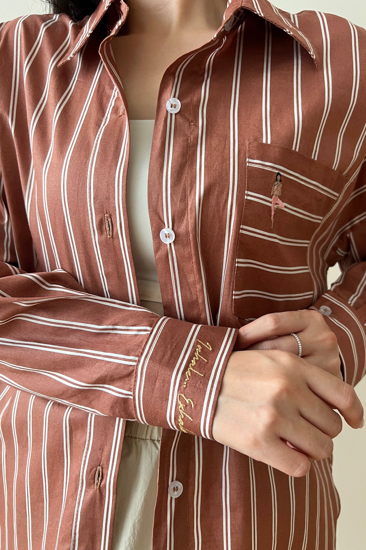 League Shirt Brown White