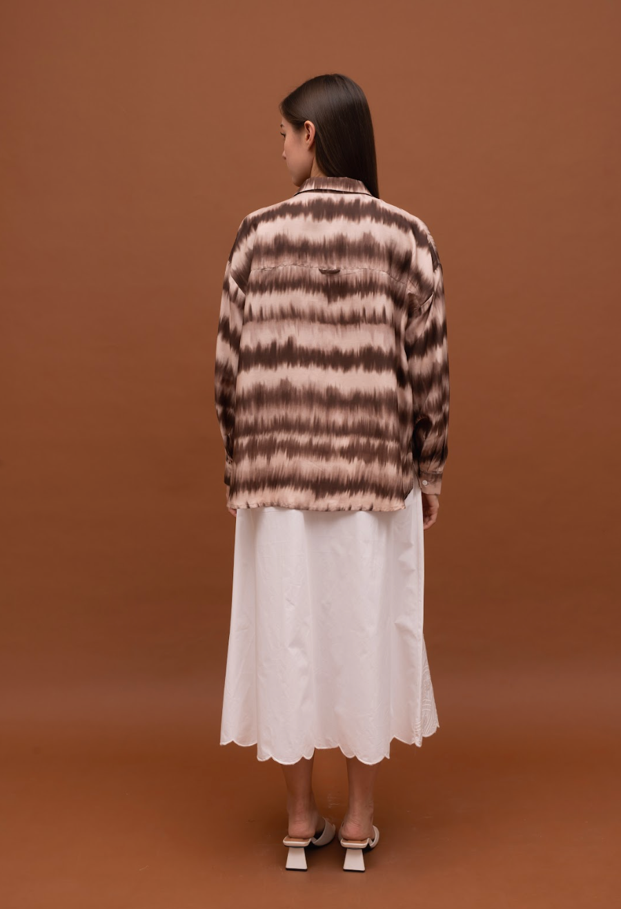LENORA SHIRT TIEDYE DARK BROWN