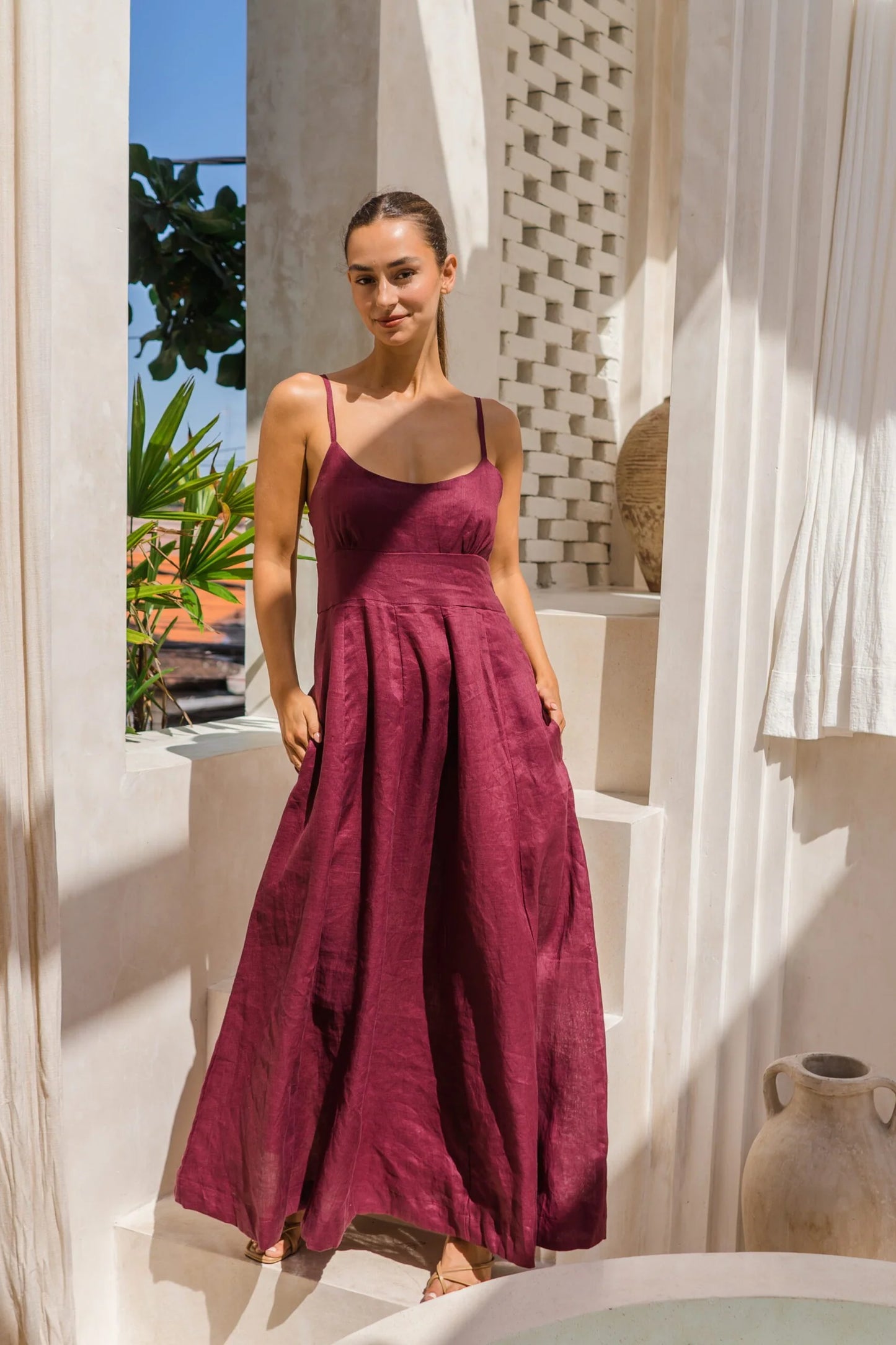 LONG URDHA DRESS - WINE