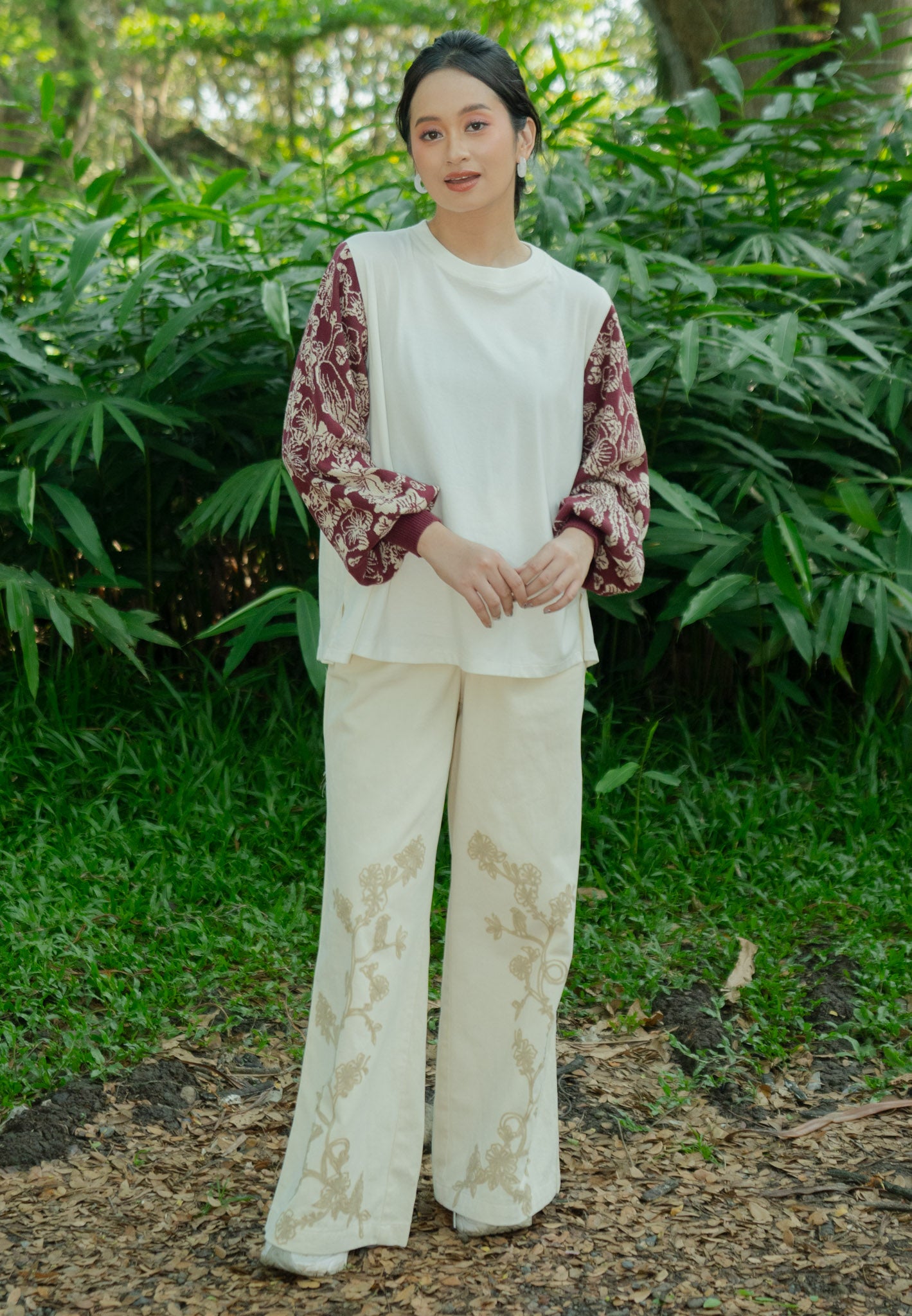 NONAETAL OSAKA T-SHIRT KNIT LONG SLEEVE BURGUNDY