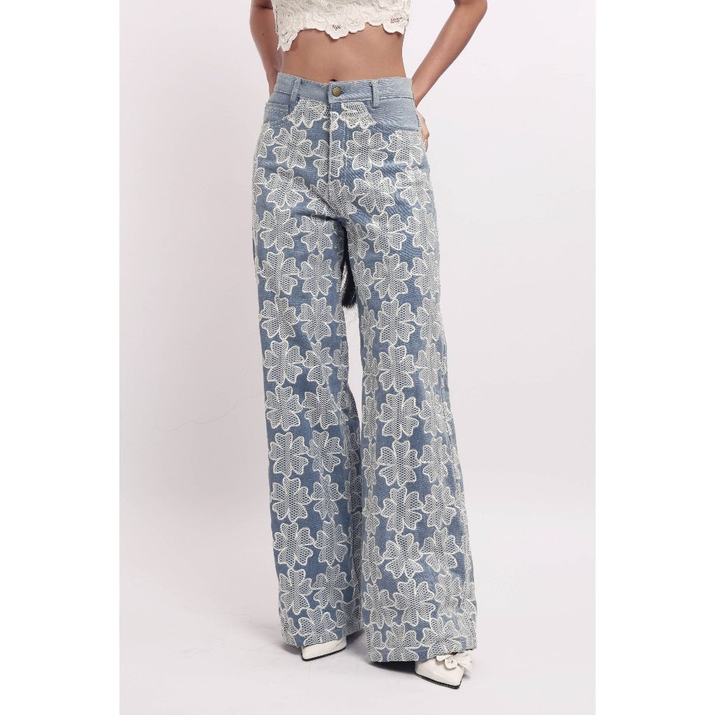 SUEDESON FLORE DENIM PANTS
