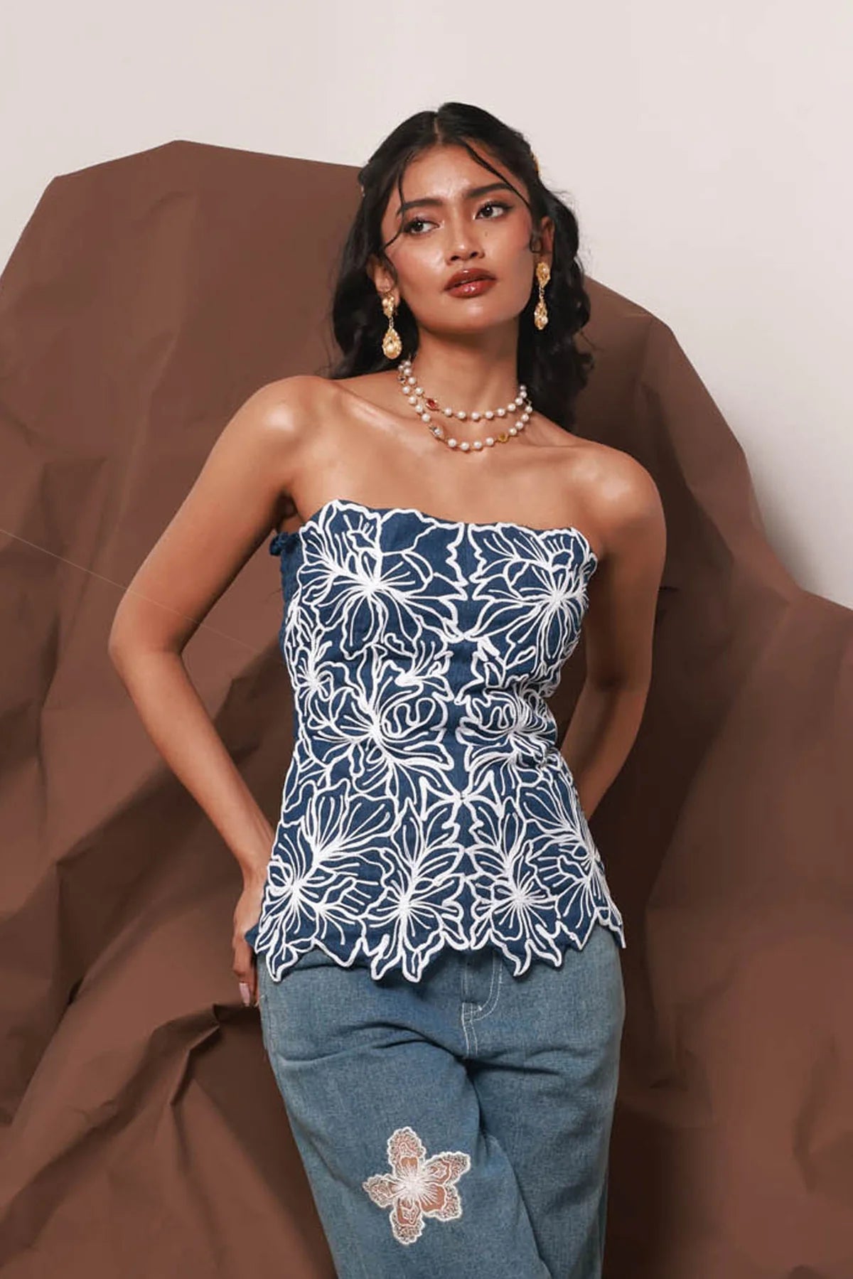 BLOOMING LACE TOP DENIM – Gailbook