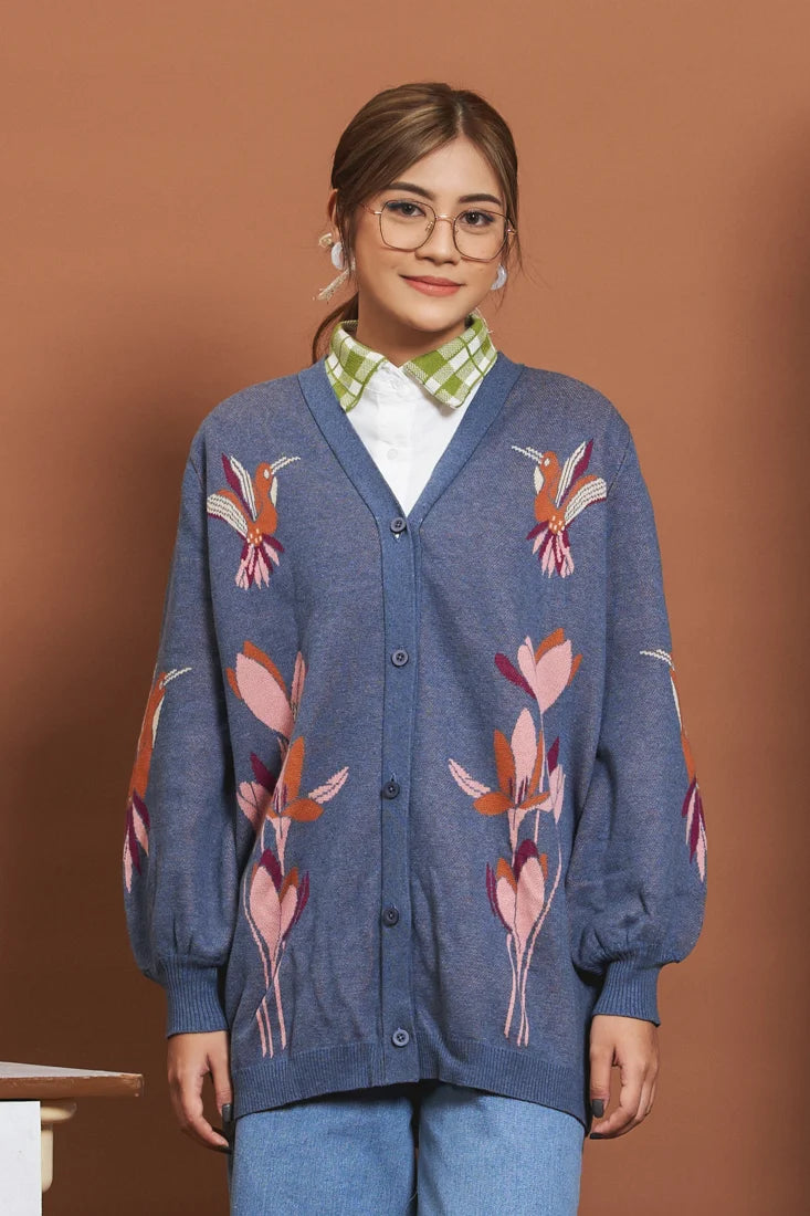 NONA GRETA SURI OVERSIZE CARDIGAN MALACHITE