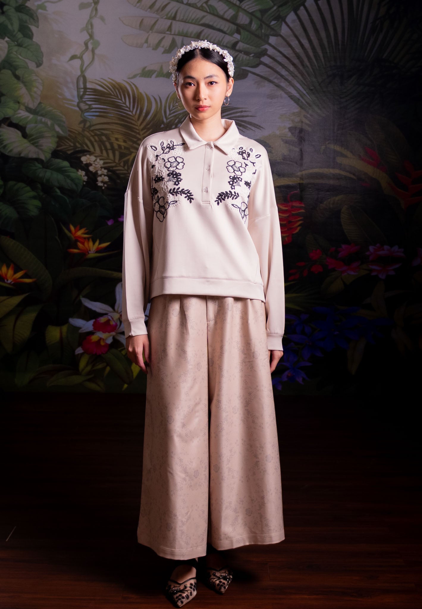 NONAETAL CATTLEYA WHISPER TOP LONG SLEEVE CREAM