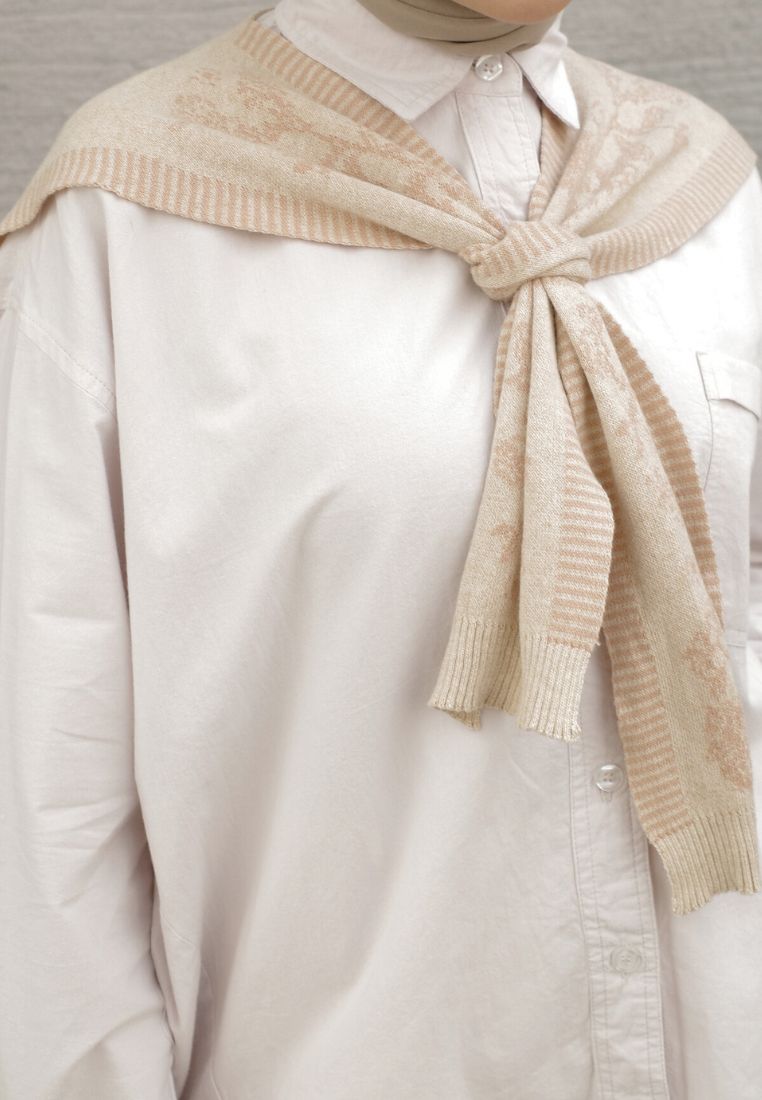 NONAETAL SEOUL JALAK SHIRT LONG SLEEVE KNIT SHAWL LILAC HINT