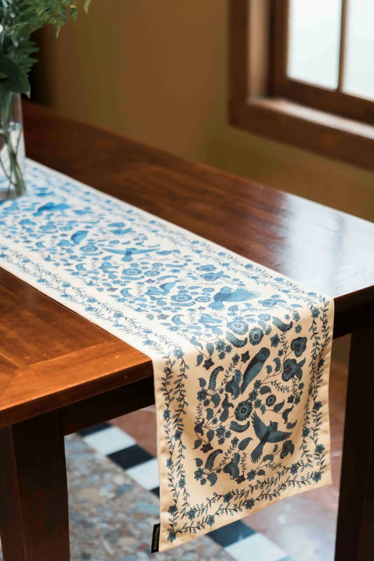 PURANA HOME BED / TABLE RUNNER BIRDS OF PARADISE - OFF WHITE