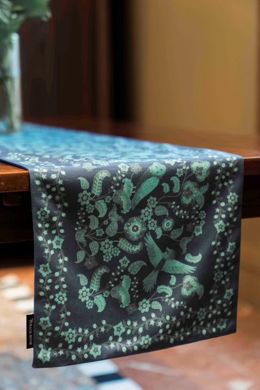PURANA HOME BED / TABLE RUNNER BIRDS OF PARADISE - NAVY