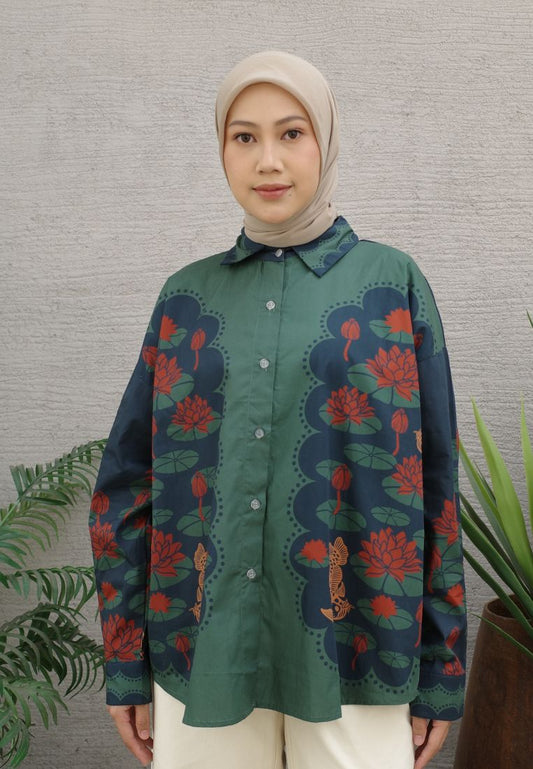 NONAETAL ANDROMEDA PEAFOWL SHIRT LONG SLEEVE GREEN