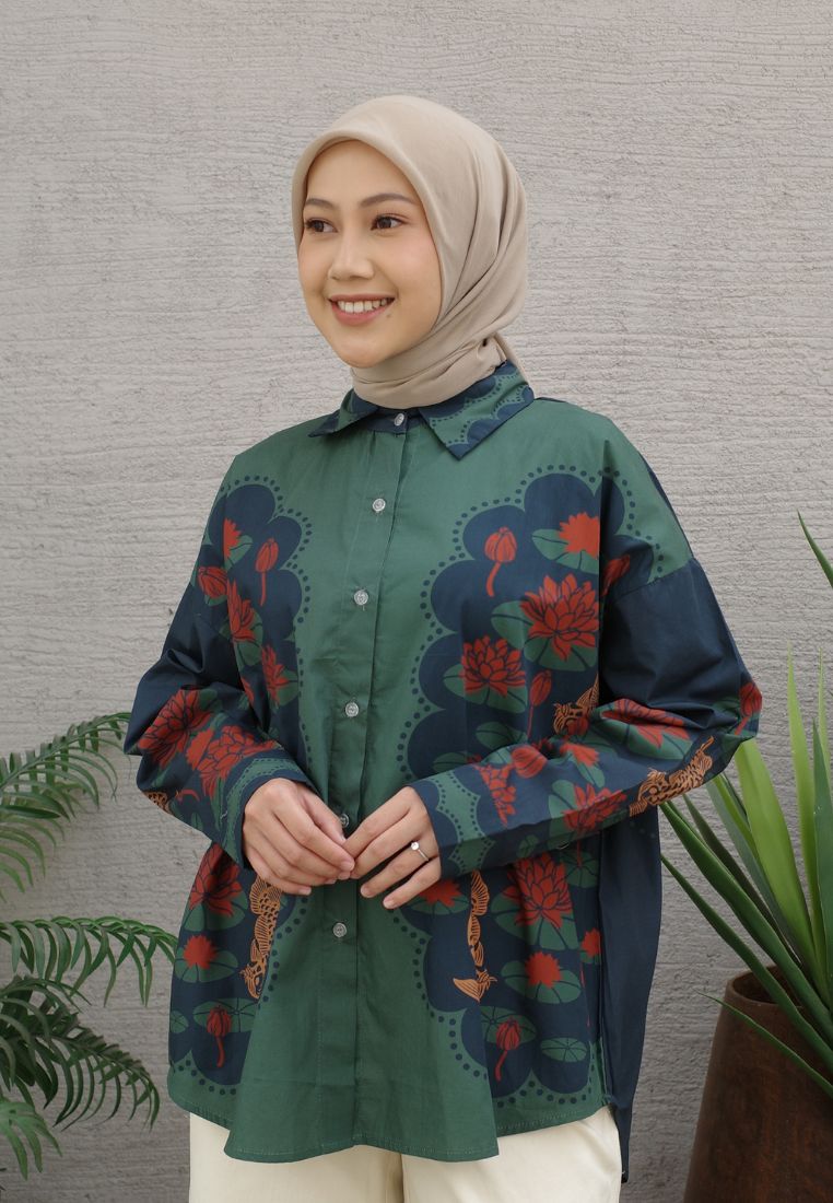 NONAETAL ANDROMEDA PEAFOWL SHIRT LONG SLEEVE GREEN
