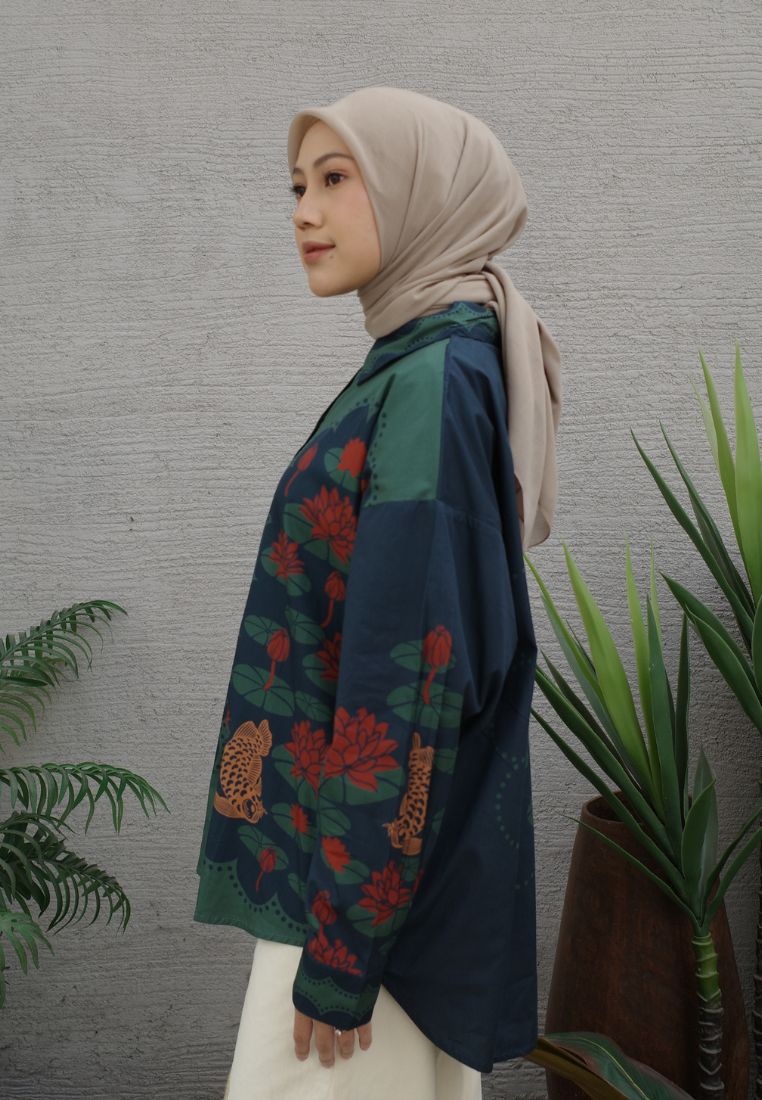NONAETAL ANDROMEDA PEAFOWL SHIRT LONG SLEEVE GREEN
