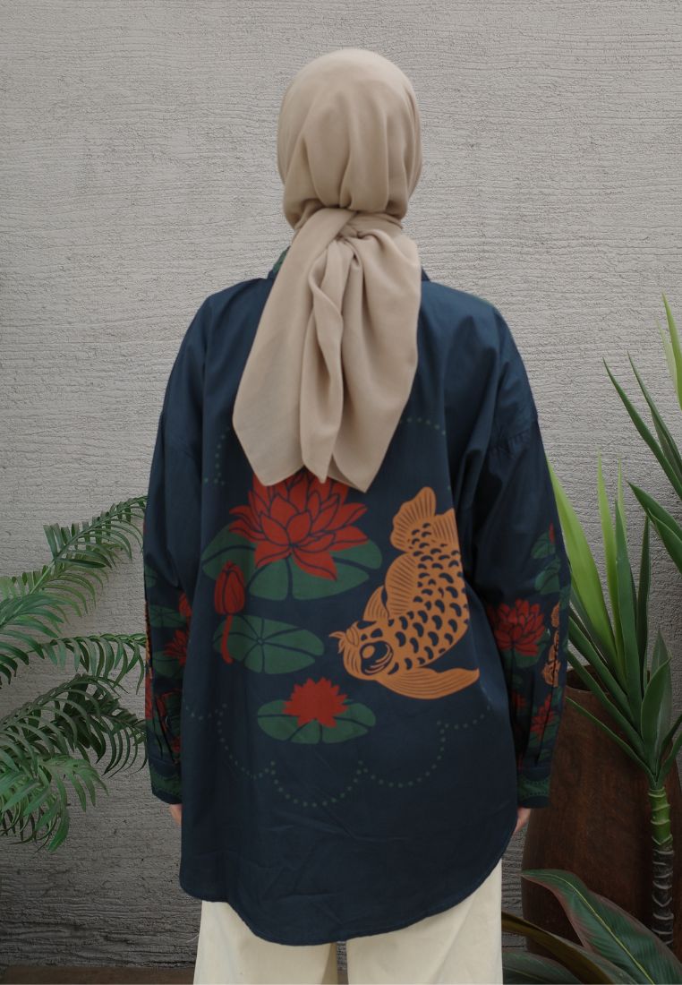 NONAETAL ANDROMEDA PEAFOWL SHIRT LONG SLEEVE GREEN