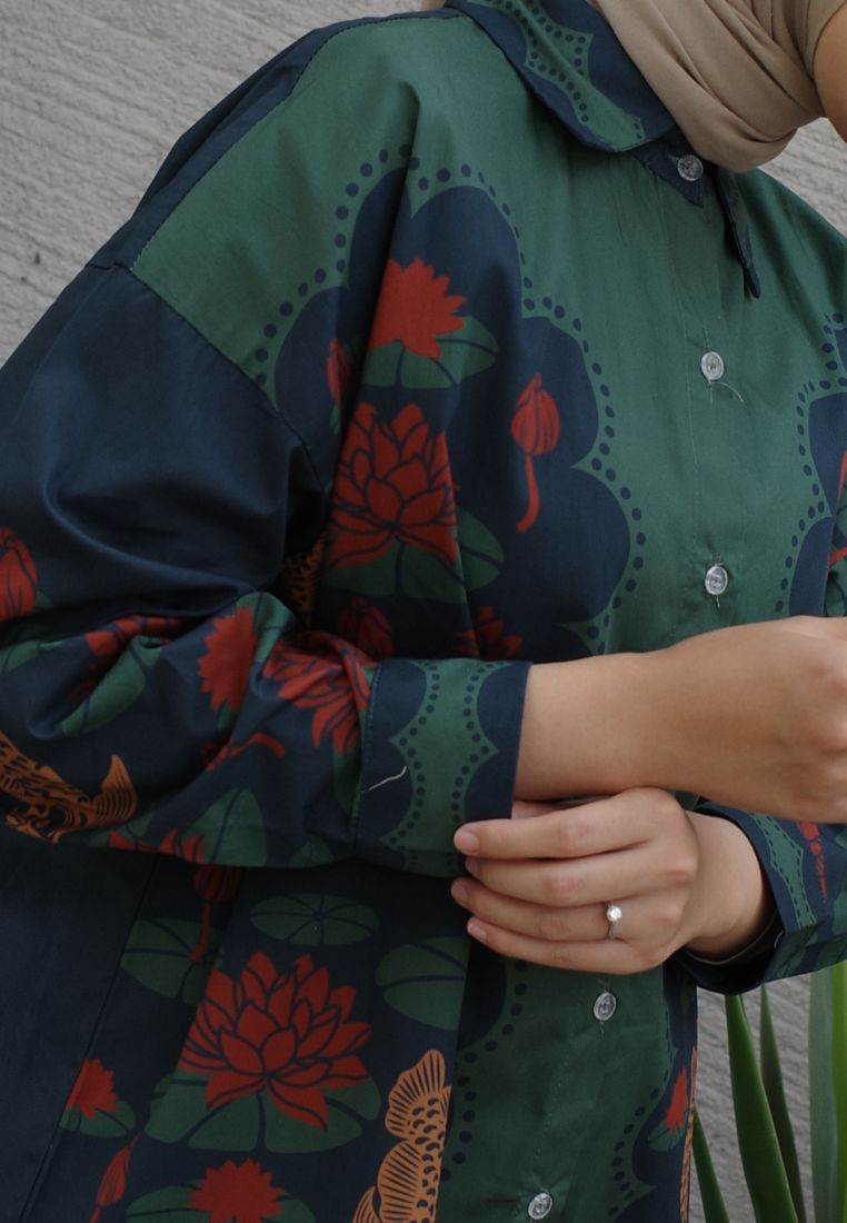 NONAETAL ANDROMEDA PEAFOWL SHIRT LONG SLEEVE GREEN