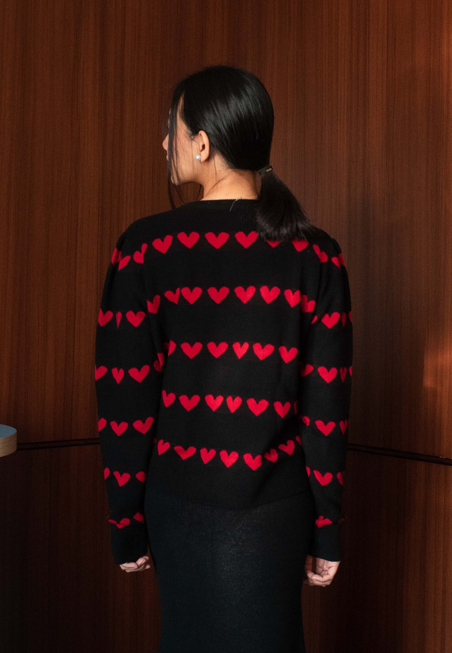 NONAETAL CUPID SPACE KNIT TOP LONG SLEEVE BLACK
