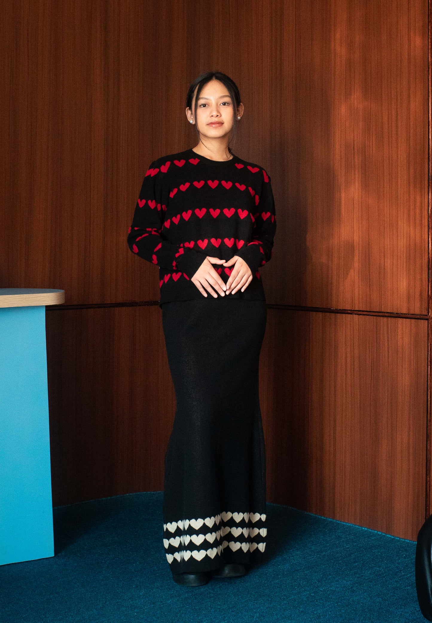 NONAETAL CUPID SPACE KNIT TOP LONG SLEEVE BLACK