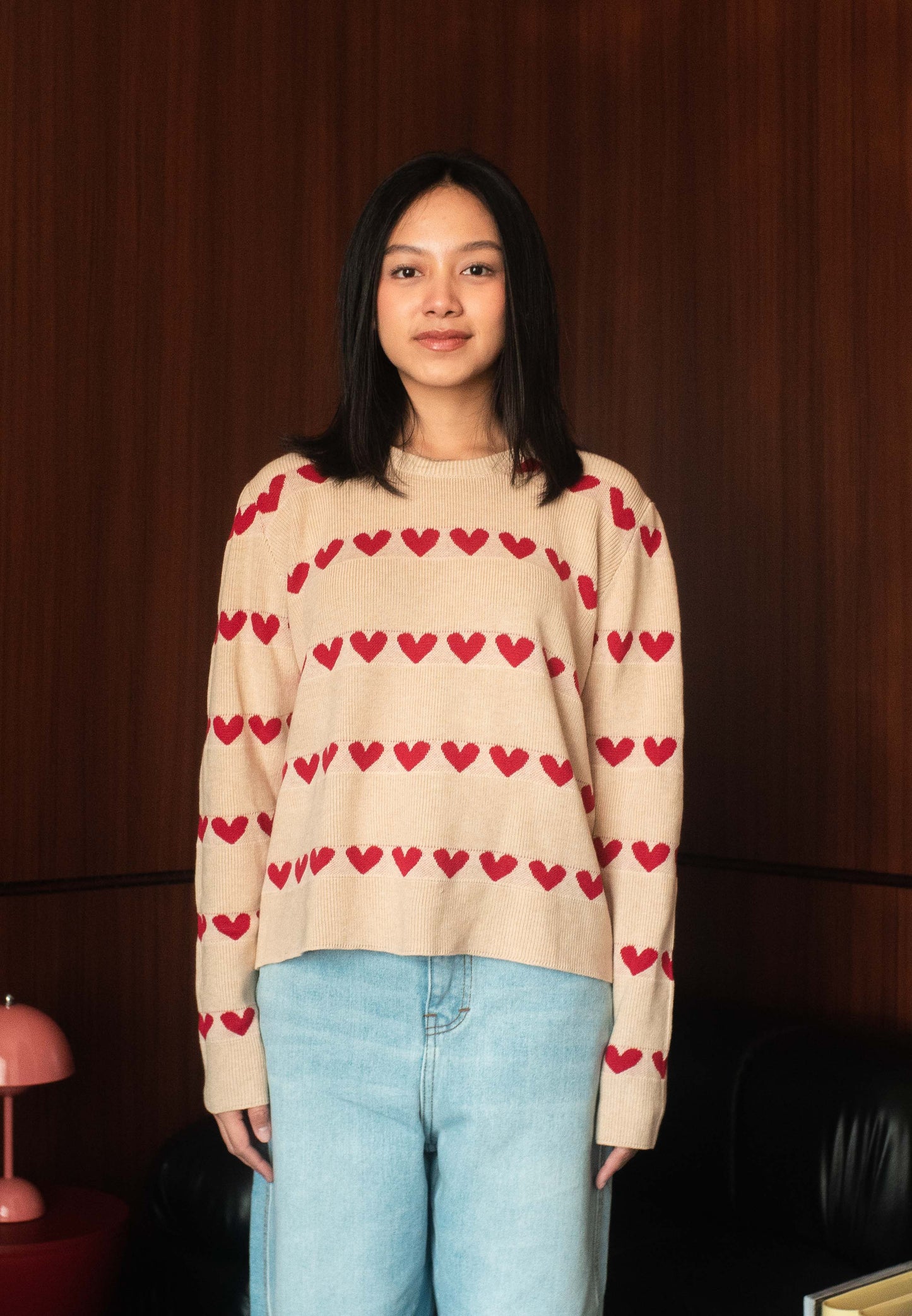 NONAETAL CUPID SPACE KNIT TOP LONG SLEEVE BEIGE