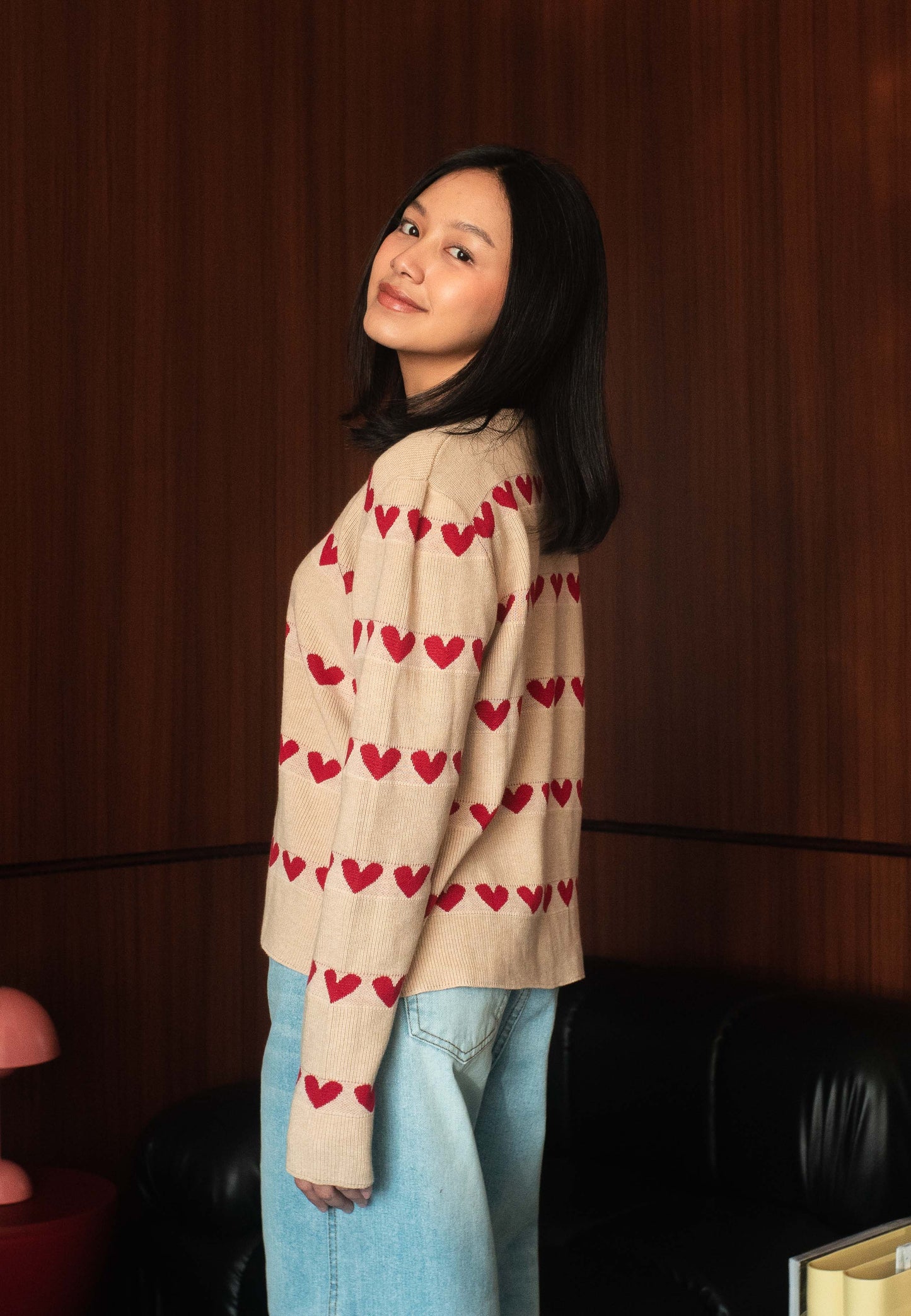 NONAETAL CUPID SPACE KNIT TOP LONG SLEEVE BEIGE