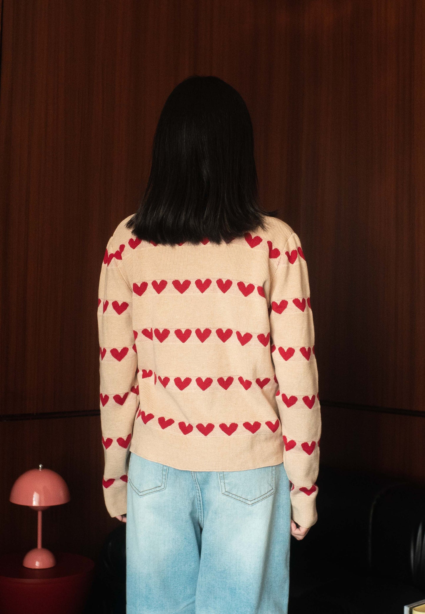 NONAETAL CUPID SPACE KNIT TOP LONG SLEEVE BEIGE