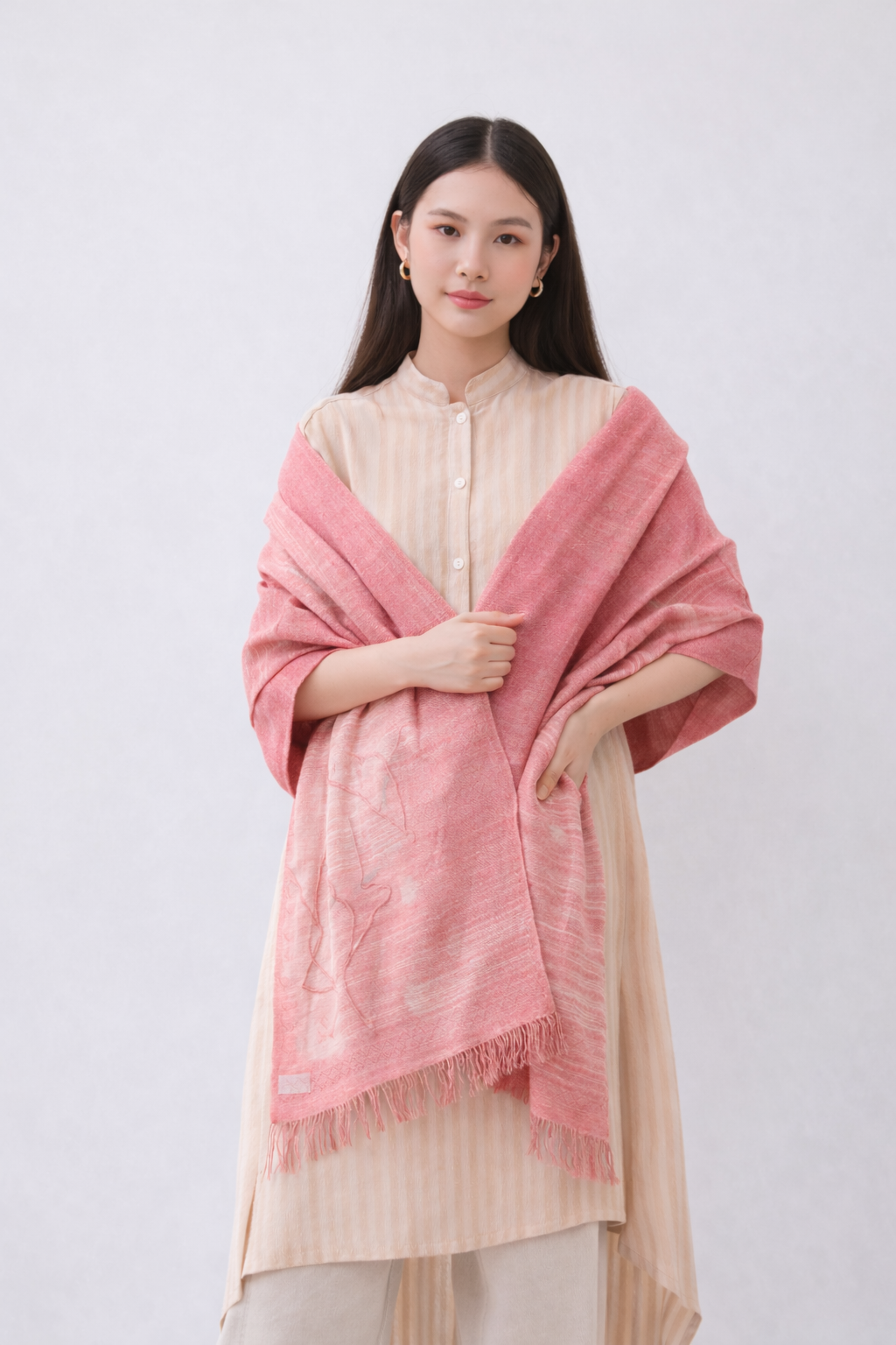 HANDWOVEN AUBURN PINK SCARF LARGE
