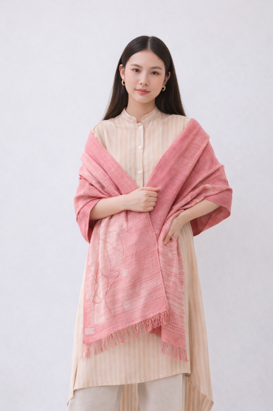 HANDWOVEN AUBURN PINK SCARF LARGE