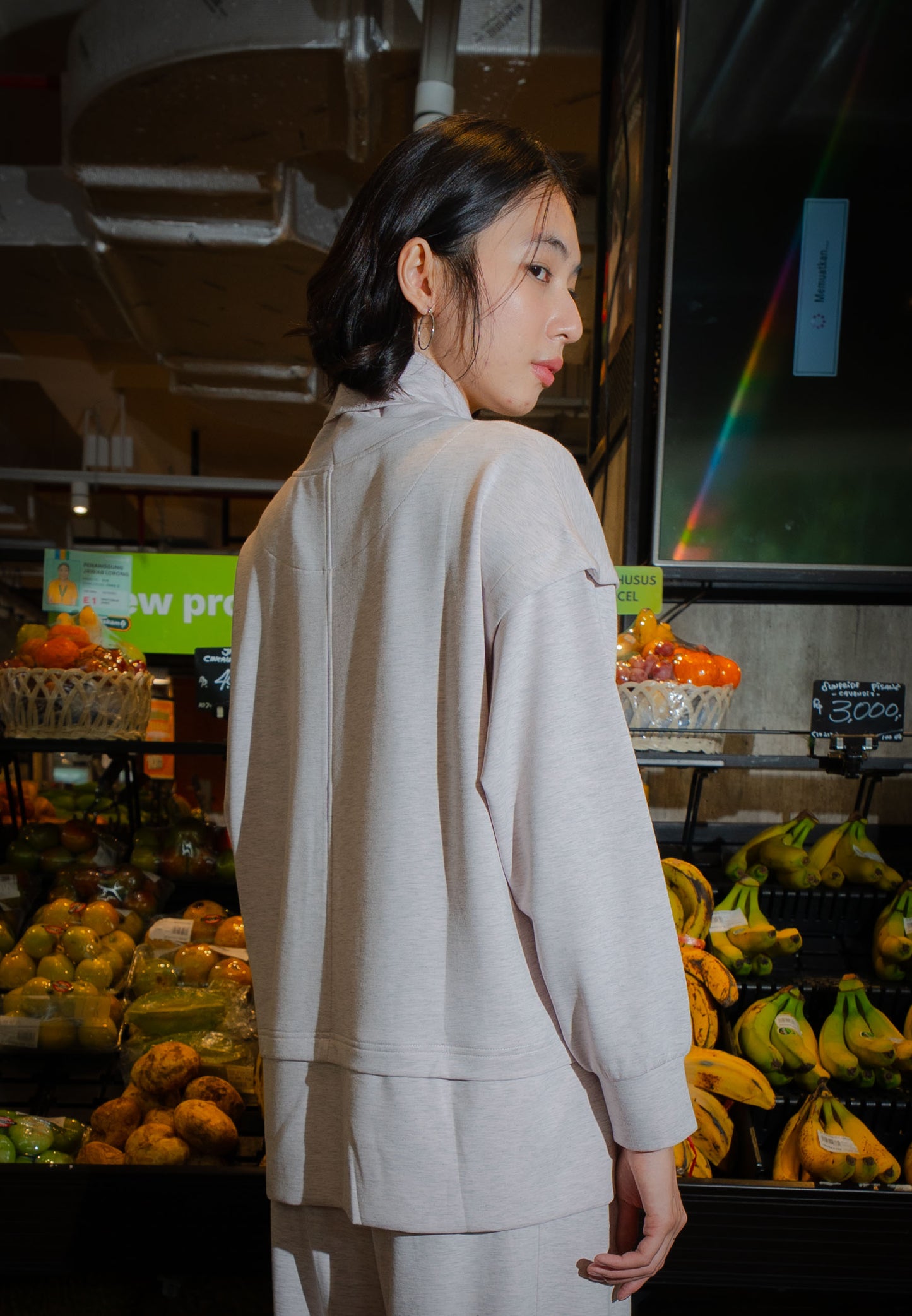 NONAETAL TIMBER FUNNEL HIP LENGHT TOP LONG SLEEVE MISTY ROSE