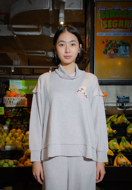 NONAETAL TIMBER FUNNEL HIP LENGHT TOP LONG SLEEVE MISTY ROSE