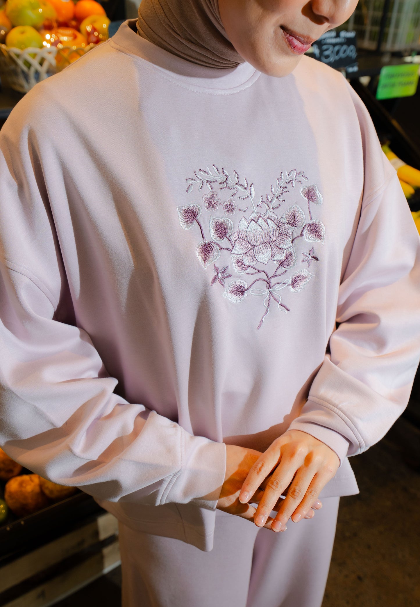 NONAETAL HAILEY LOTUS TOP LONG SLEEVE LIGHT LILAC