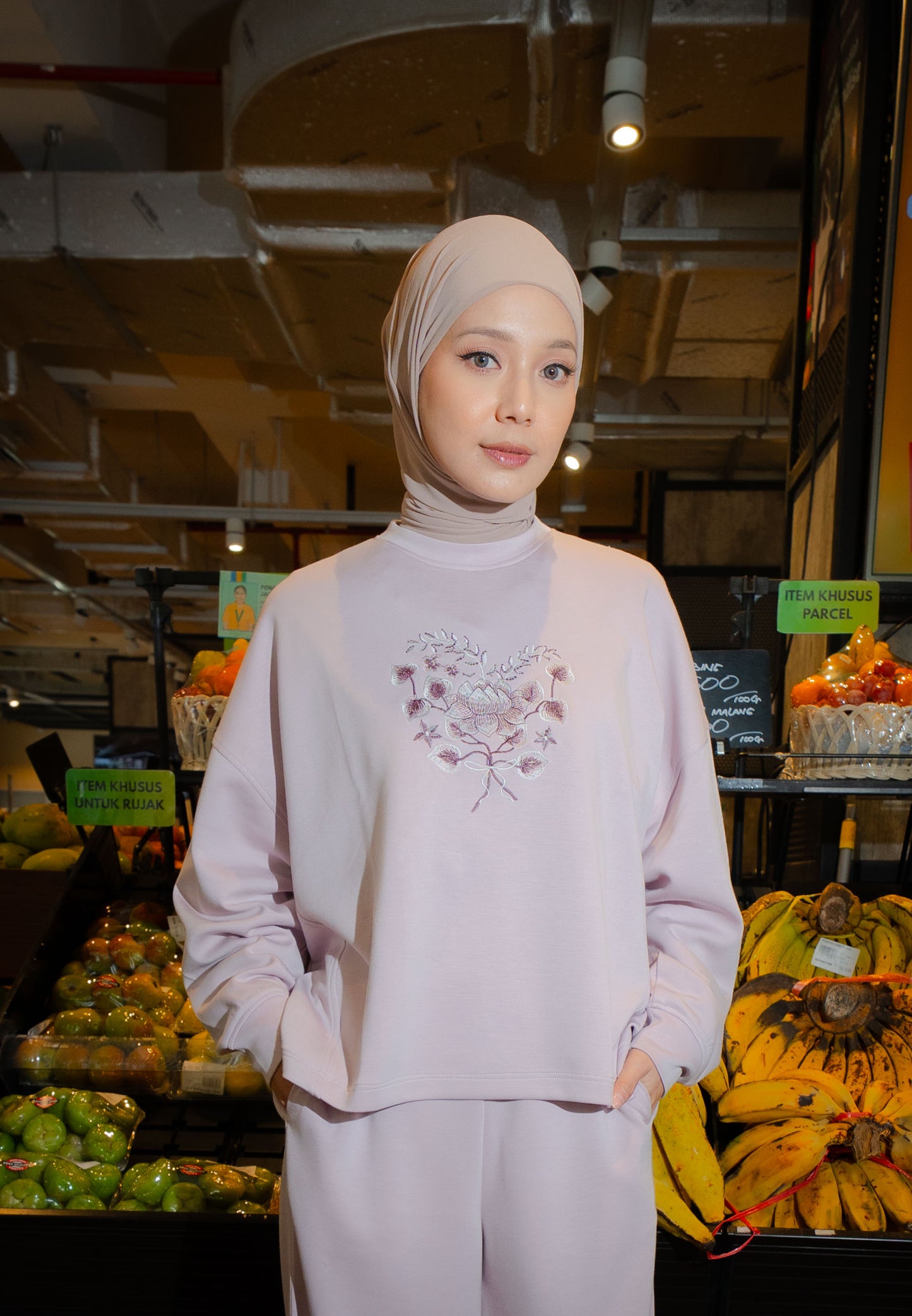 NONAETAL HAILEY LOTUS TOP LONG SLEEVE LIGHT LILAC