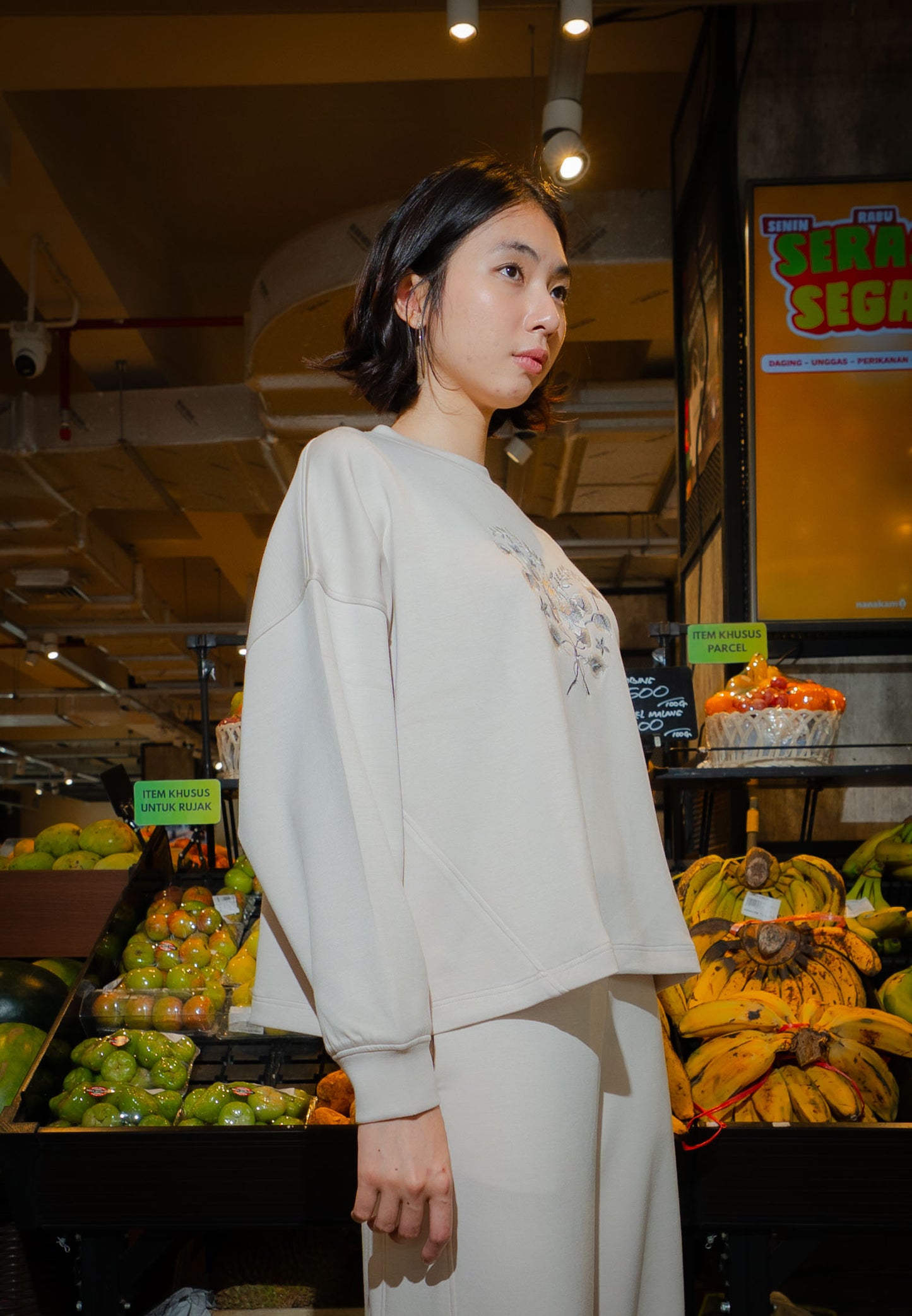 NONAETAL HAILEY LOTUS TOP LONG SLEEVE CREAM