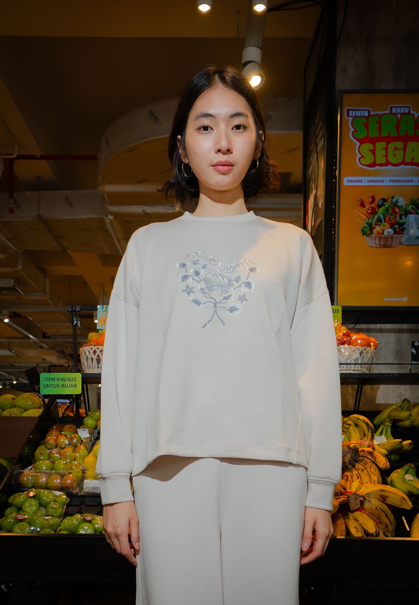NONAETAL HAILEY LOTUS TOP LONG SLEEVE CREAM