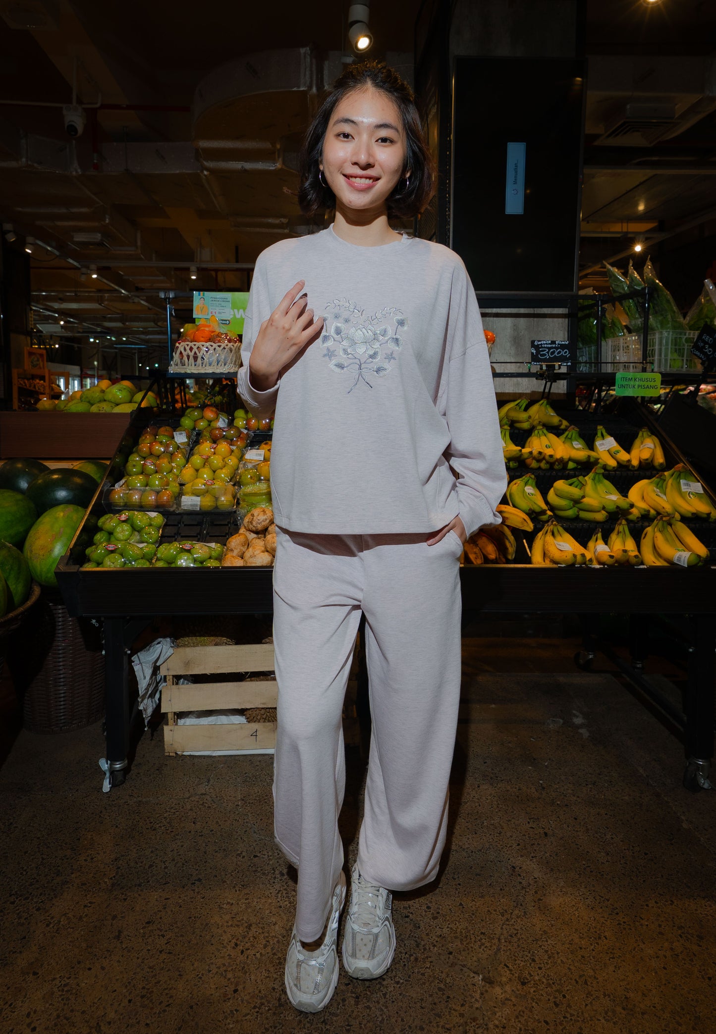 NONAETAL HAILEY LOTUS TOP LONG SLEEVE MISTY ROSE