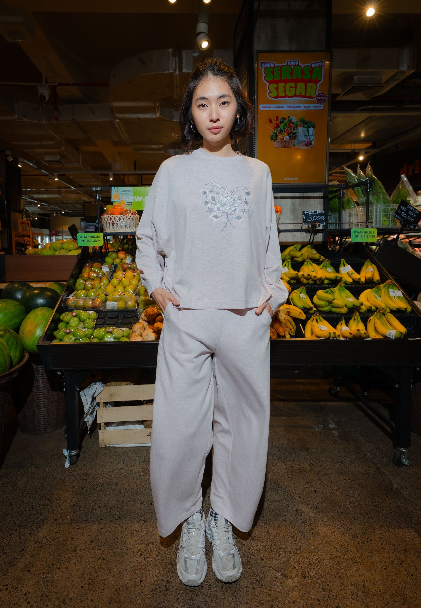 NONAETAL HAILEY LOTUS TOP LONG SLEEVE MISTY ROSE