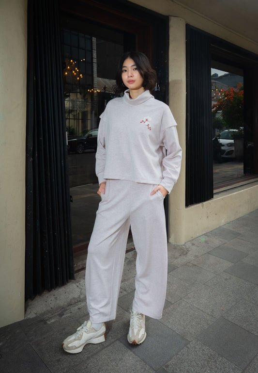 NONAETAL TIMBER FUNNEL TOP LONG SLEEVE MISTY ROSE