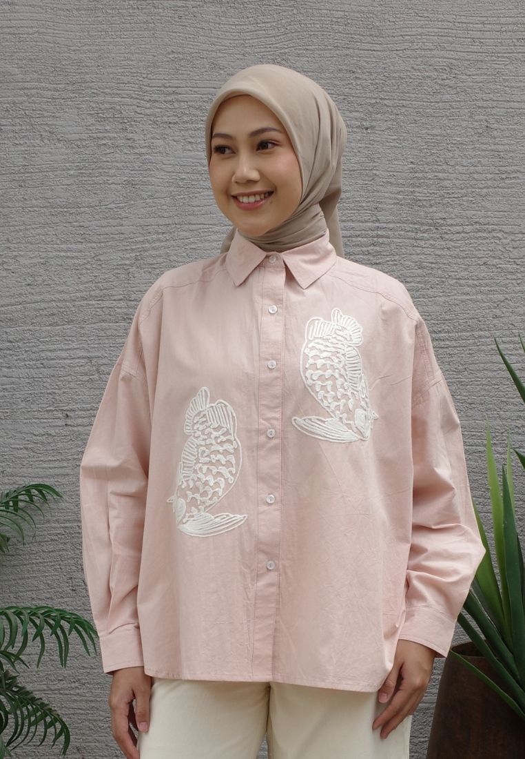 NONAETAL CYRUS ARWANA SHIRT LONG SLEEVE SOFT PINK
