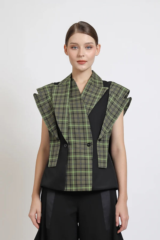 BLOUSE DOUBLE LAPEL OLIVE