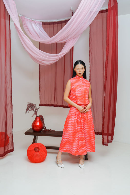XIA SKIRT CORAL RED (PRE-ORDER)