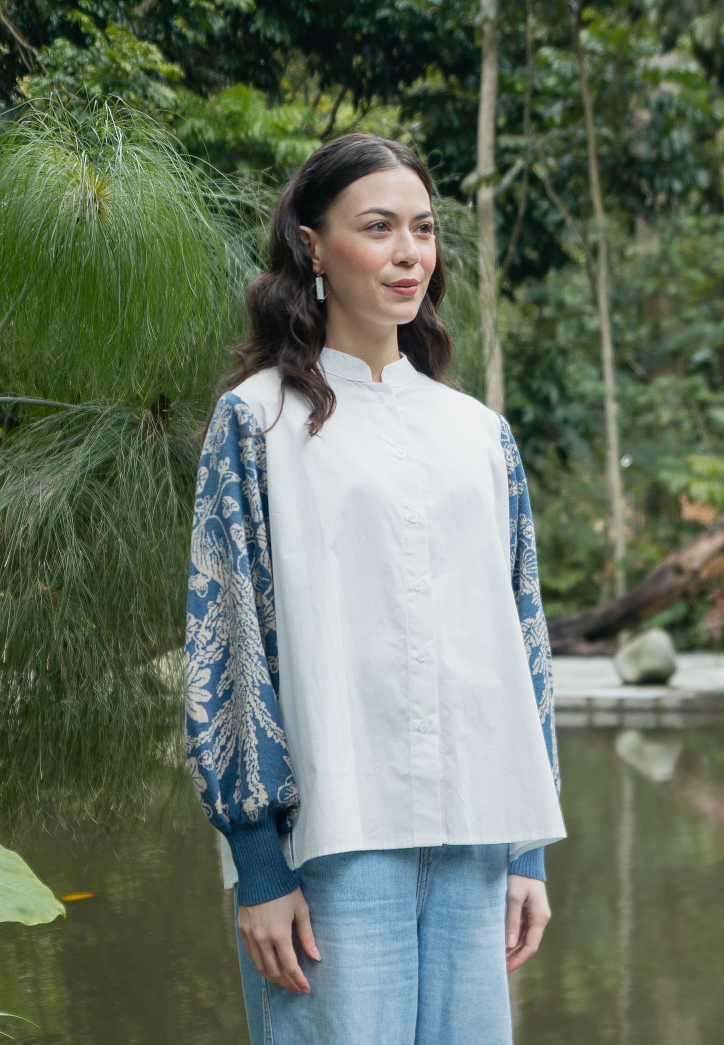 NONAETAL NEW OSAKA HERITAGE TOP KNIT BROKEN WHITE - BLUE