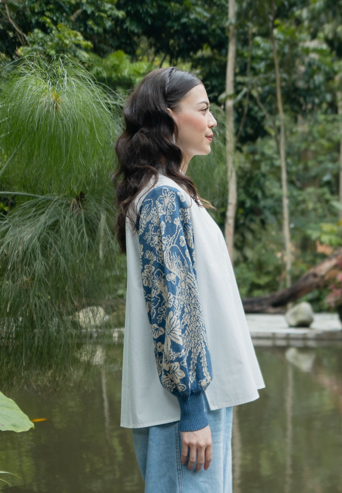 NONAETAL NEW OSAKA HERITAGE TOP KNIT BROKEN WHITE - BLUE