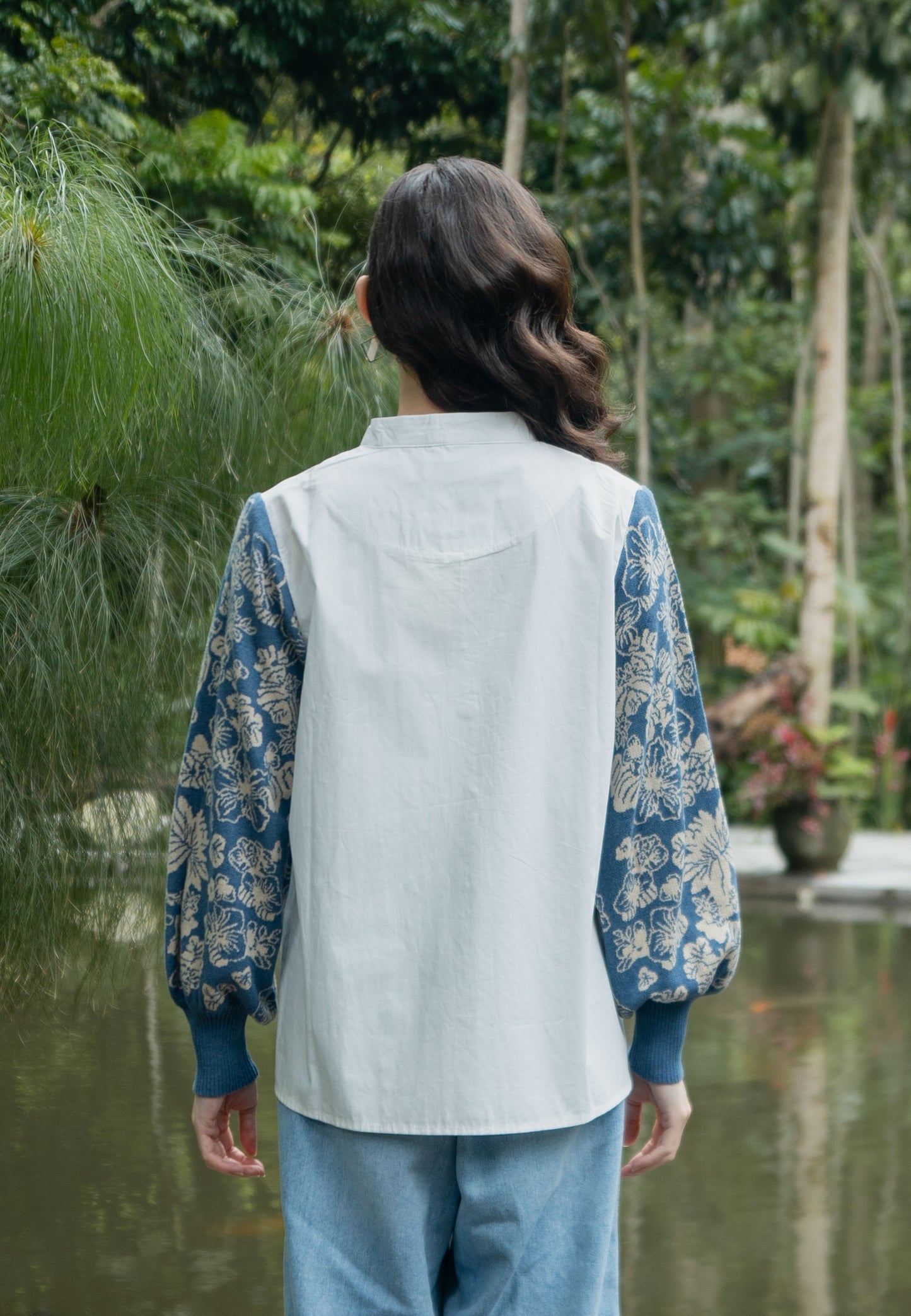 NONAETAL NEW OSAKA HERITAGE TOP KNIT BROKEN WHITE - BLUE