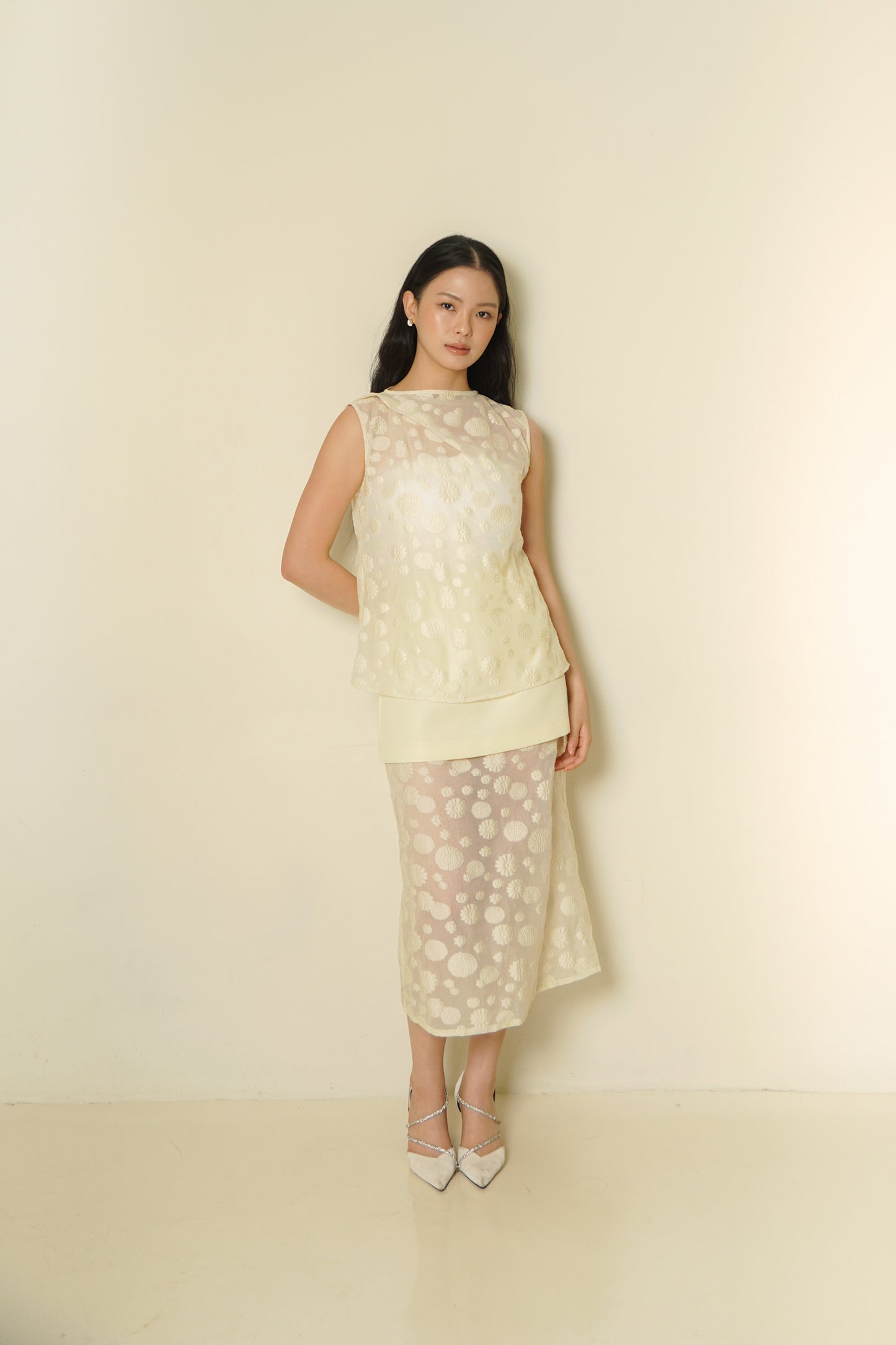 REEF CORAL ORGANZA TOP