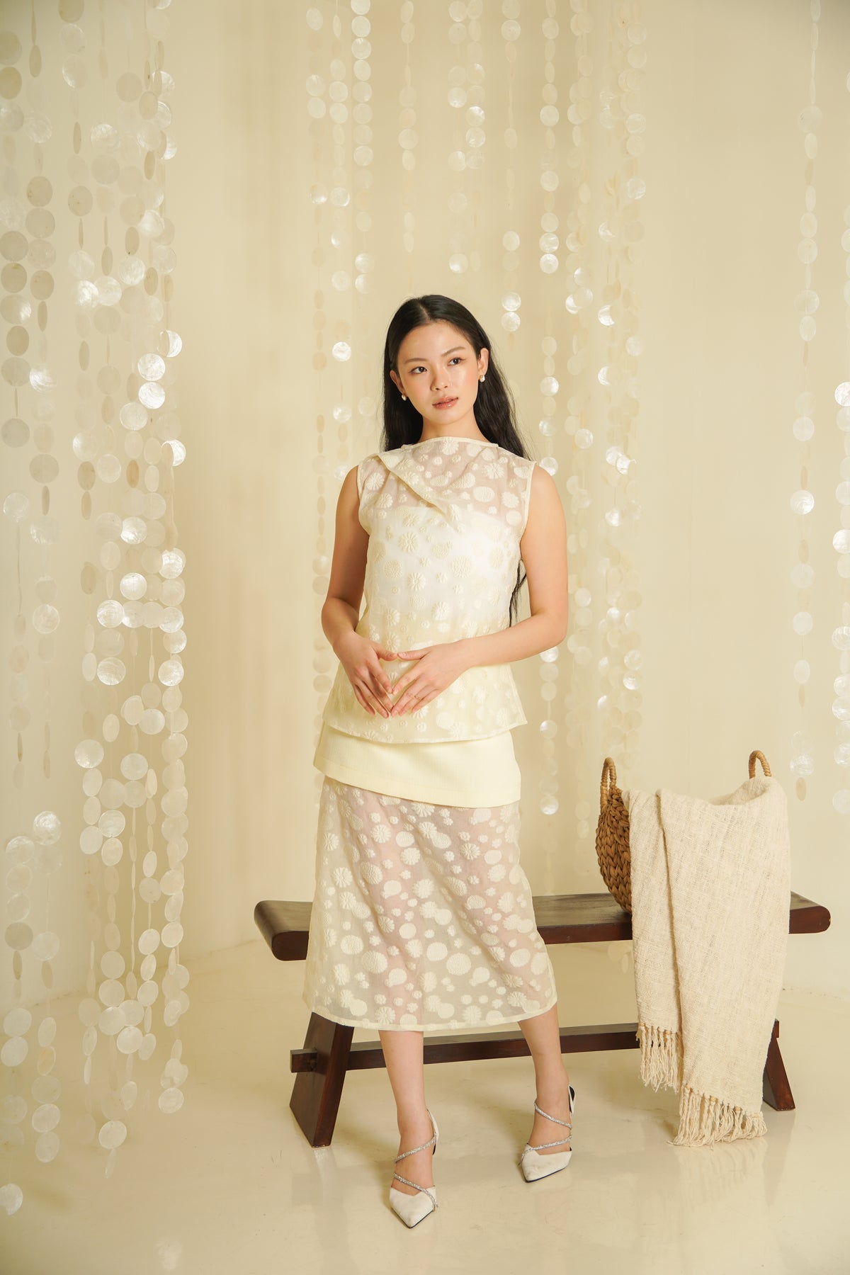 REEF CORAL TWEED ORGANZA SKIRT